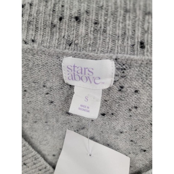 Cozy Gray Sweater By Stars Above With Speckled Design V-Neck Women's Small Cotto - Picture 2 of 8